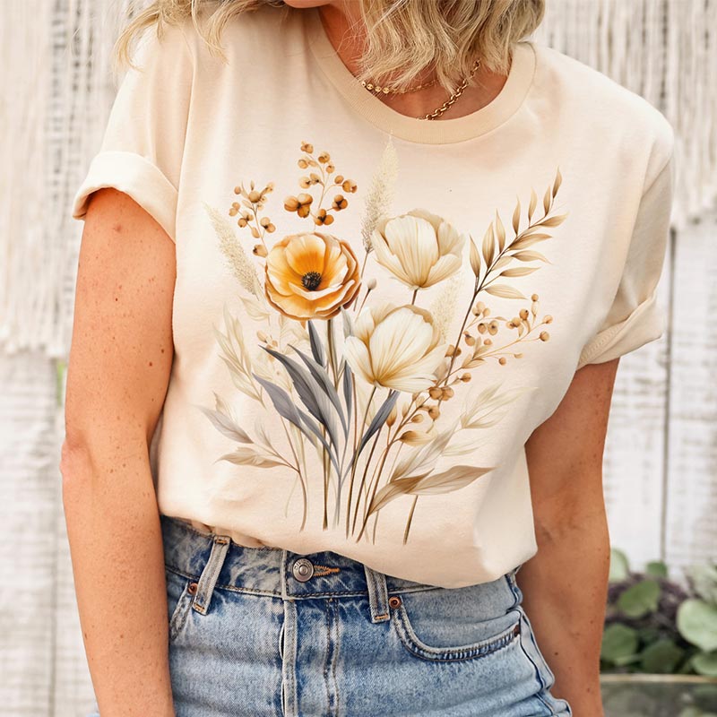 Boho Flowers Gardening Nature T-Shirt