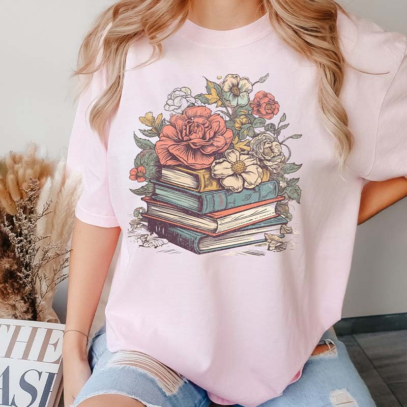 Books and Flowers Reader Gardening T-Shirt