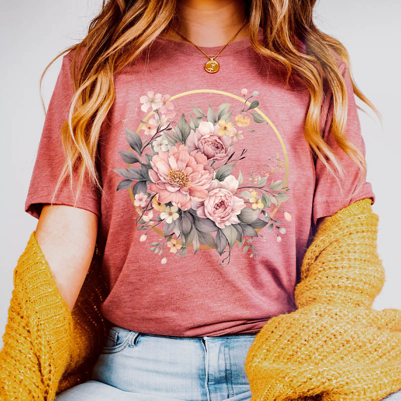 Watercolor Boho Wildflowers Autumn T-Shirt