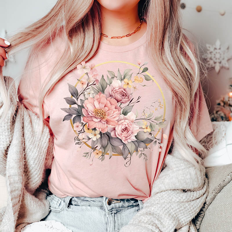Watercolor Boho Wildflowers Autumn T-Shirt