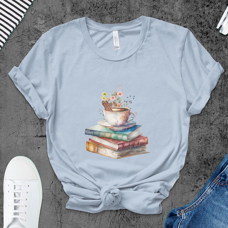 Reading Stack of Books Cup T-Shirt