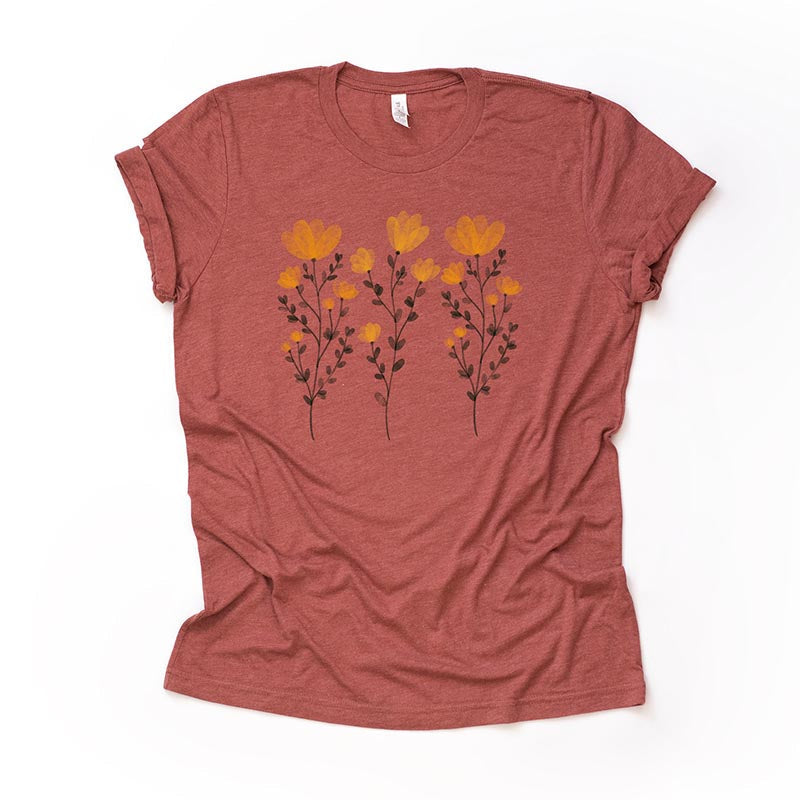 Yellow Flowers and Stems Cute T-Shirt
