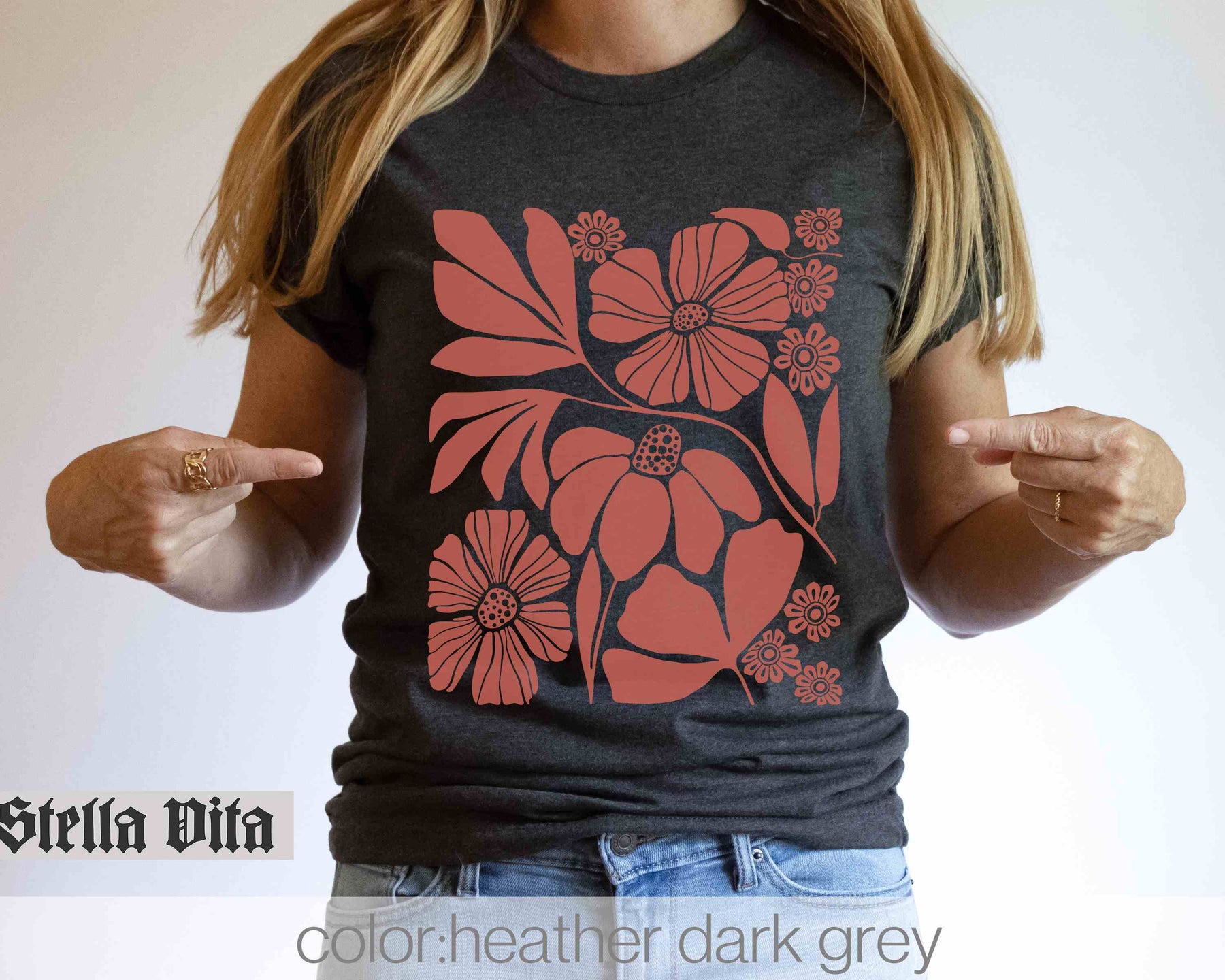 Boho Botanical Flower Neutrales T-Shirt