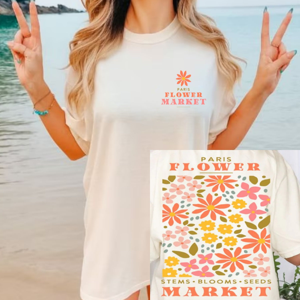 T-shirt de fleurs pressées vintage Boho Wildflowers