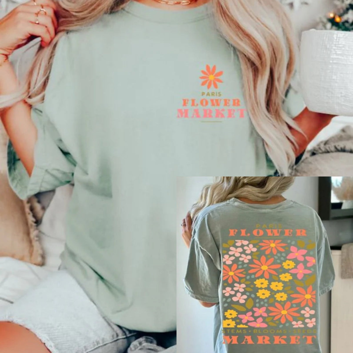 T-shirt de fleurs pressées vintage Boho Wildflowers
