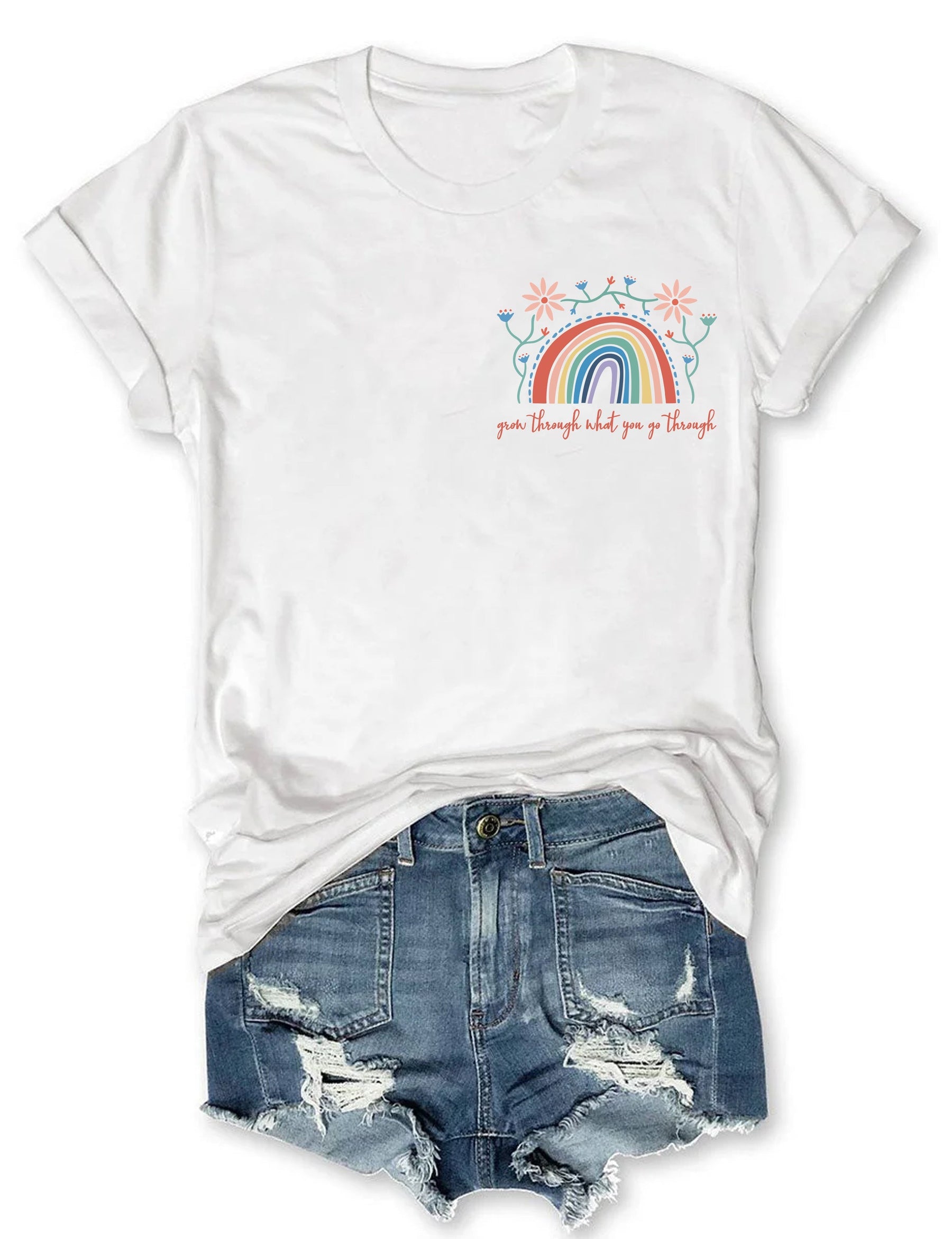 Wachsen Sie durch alles, was Sie durchmachen. T-Shirt mit Boho-Blumen