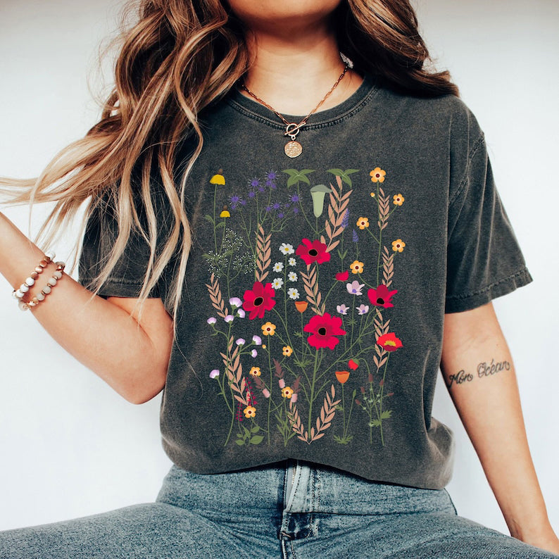 Chemises à fleurs Chemise esthétique à fleurs sauvages