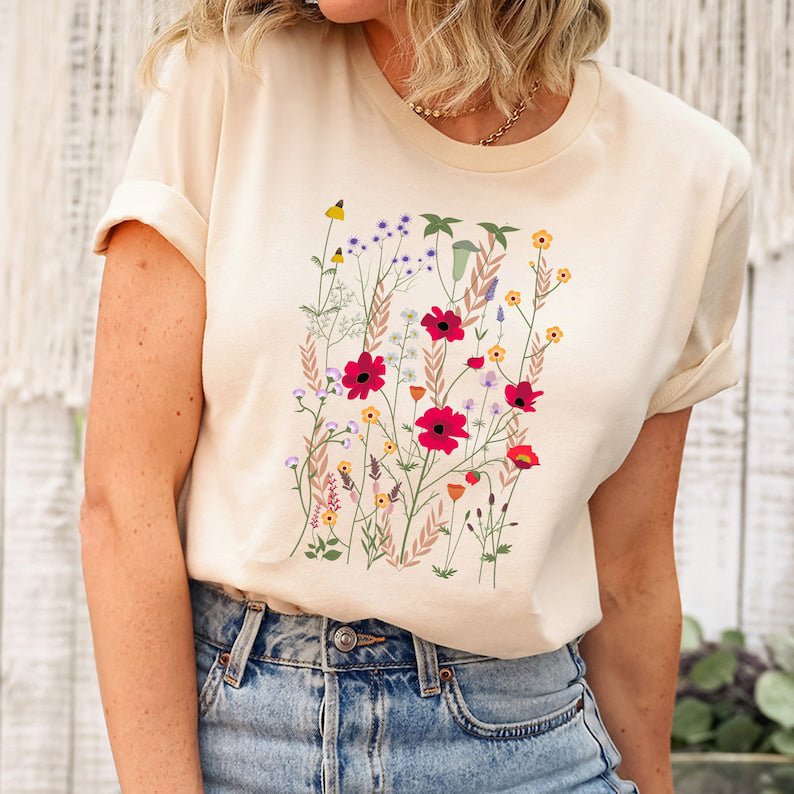 Chemises à fleurs Chemise esthétique à fleurs sauvages
