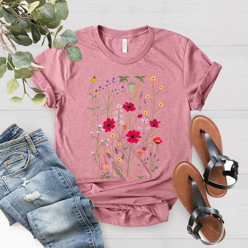 Chemises à fleurs Chemise esthétique à fleurs sauvages