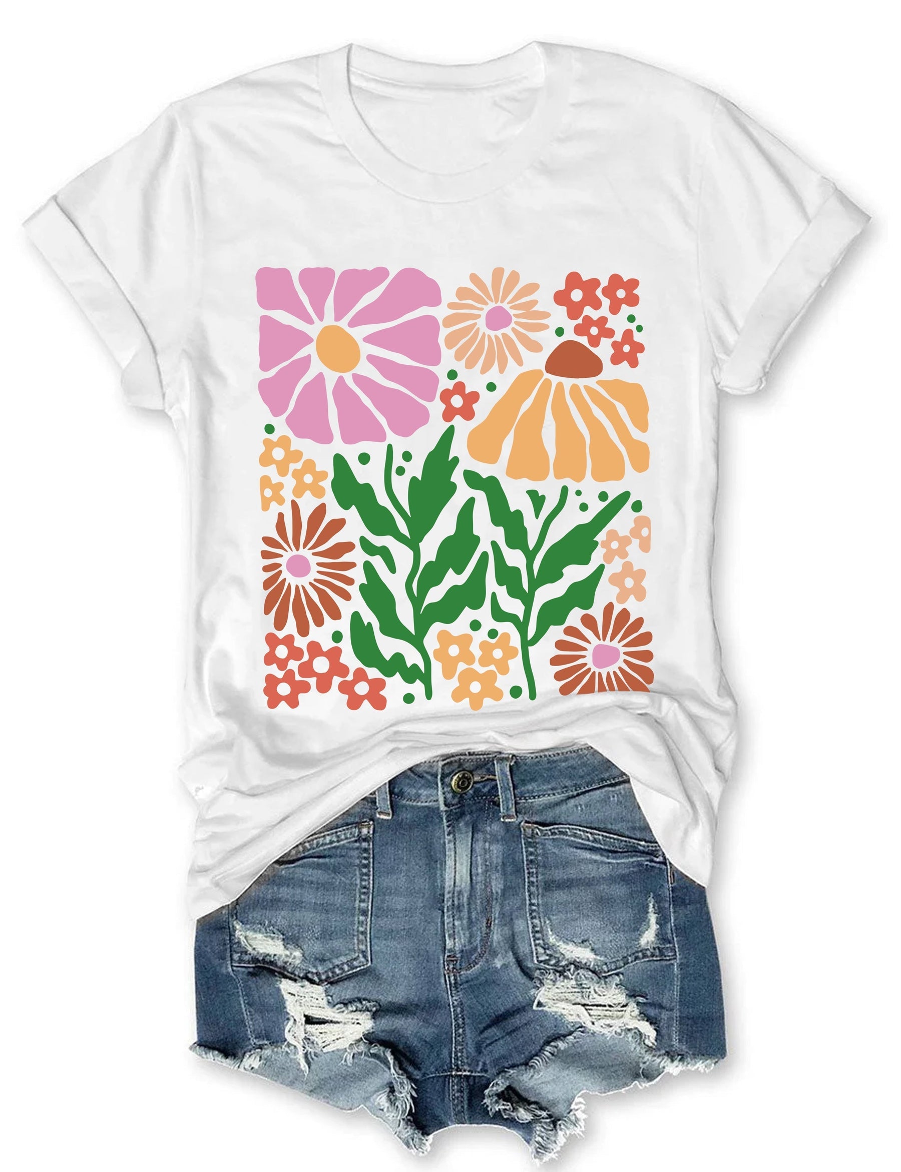 T-shirt Fleurs rétro