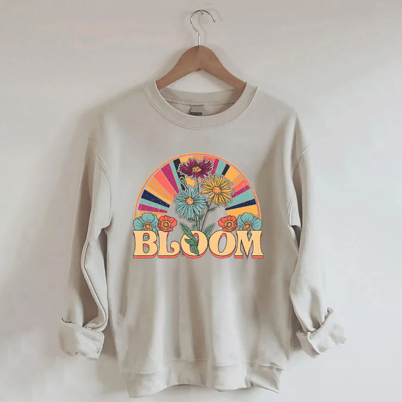 Sweat-shirt à fleurs sauvages rétro Bloom