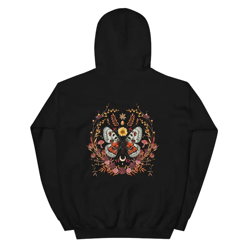 Herbst Natur Floral Botanischer Schmetterling Hoodie