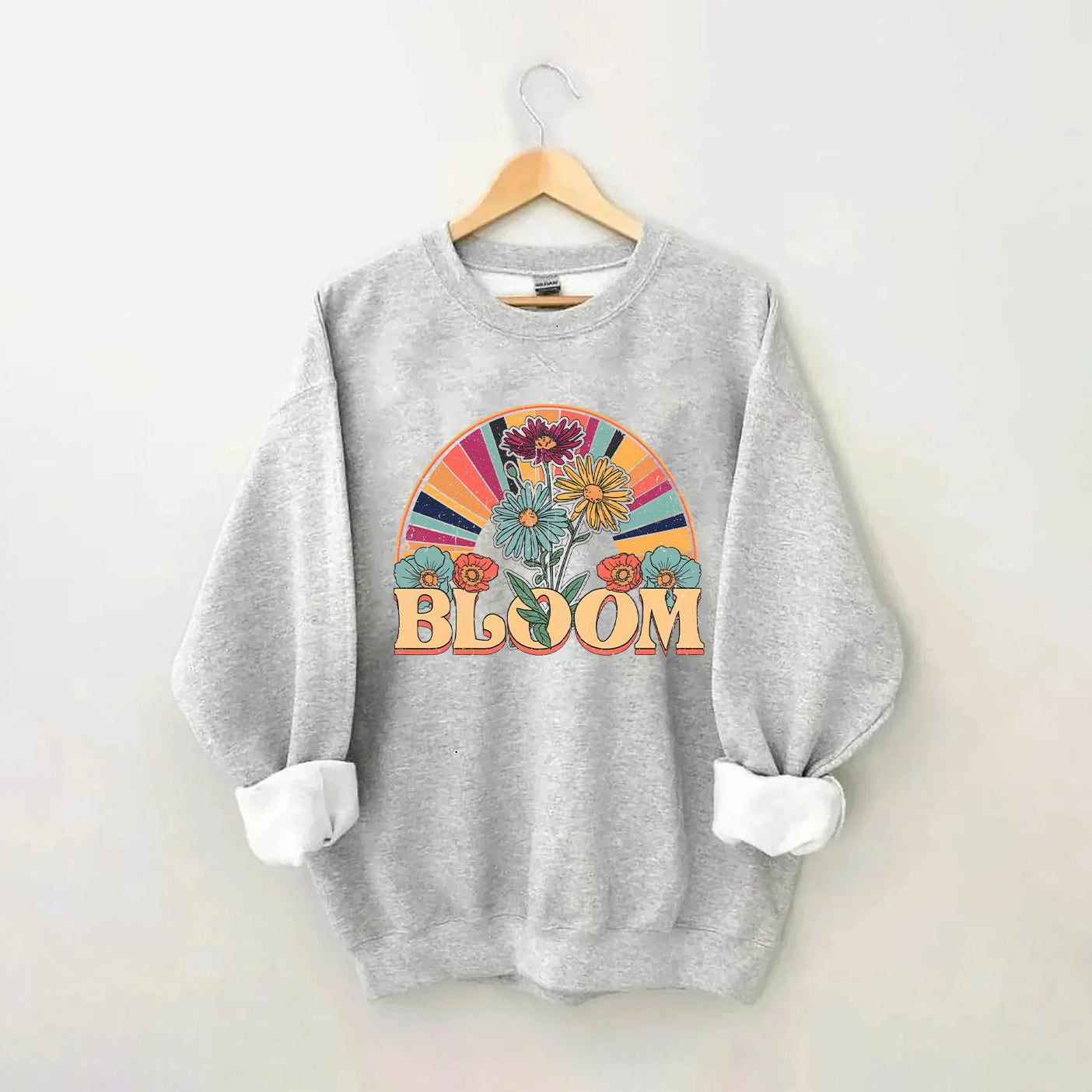 Sweat-shirt à fleurs sauvages rétro Bloom