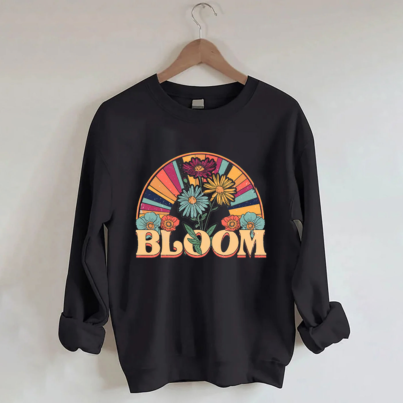 Sweat-shirt à fleurs sauvages rétro Bloom