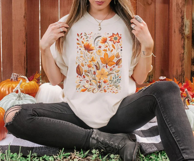 Chemise botanique rustique aquarelle florale nature