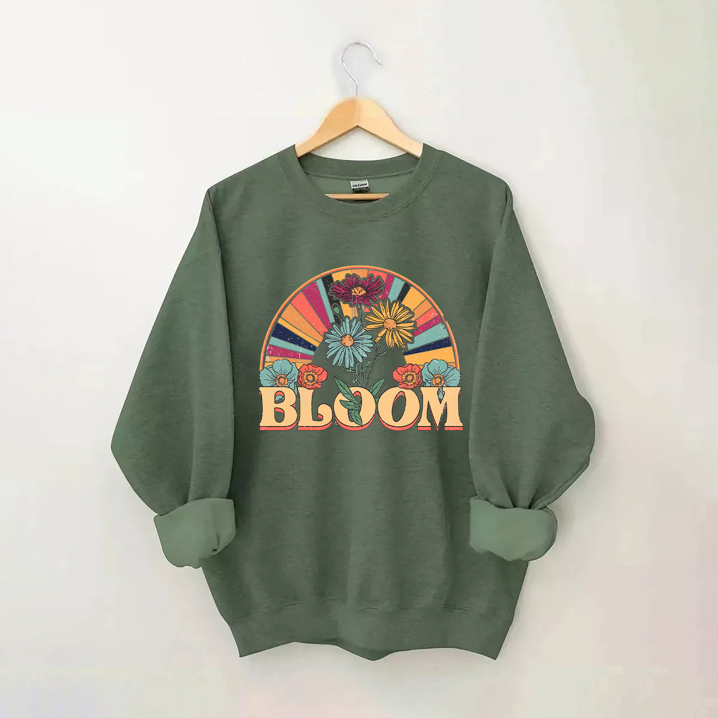 Sweat-shirt à fleurs sauvages rétro Bloom