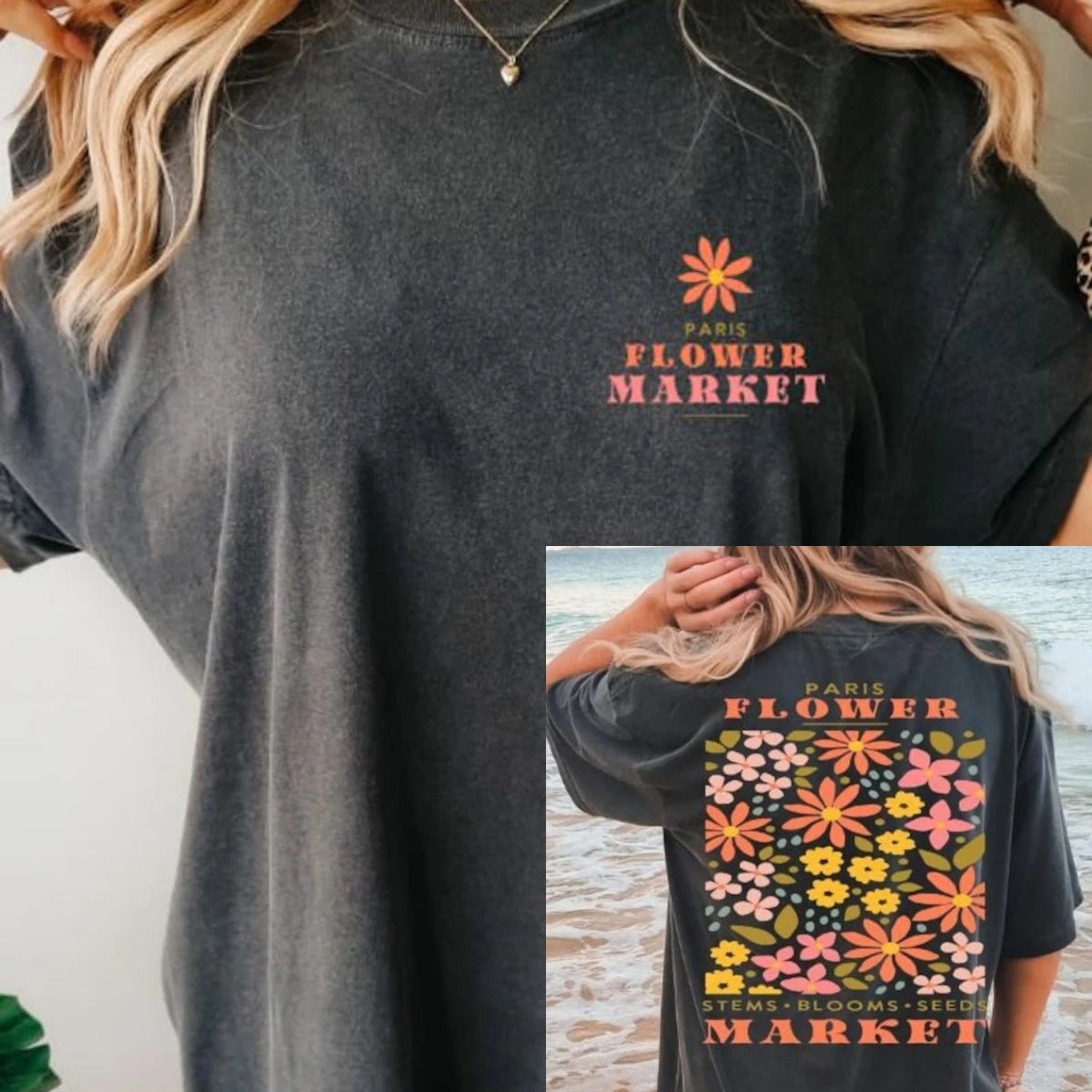 T-shirt de fleurs pressées vintage Boho Wildflowers