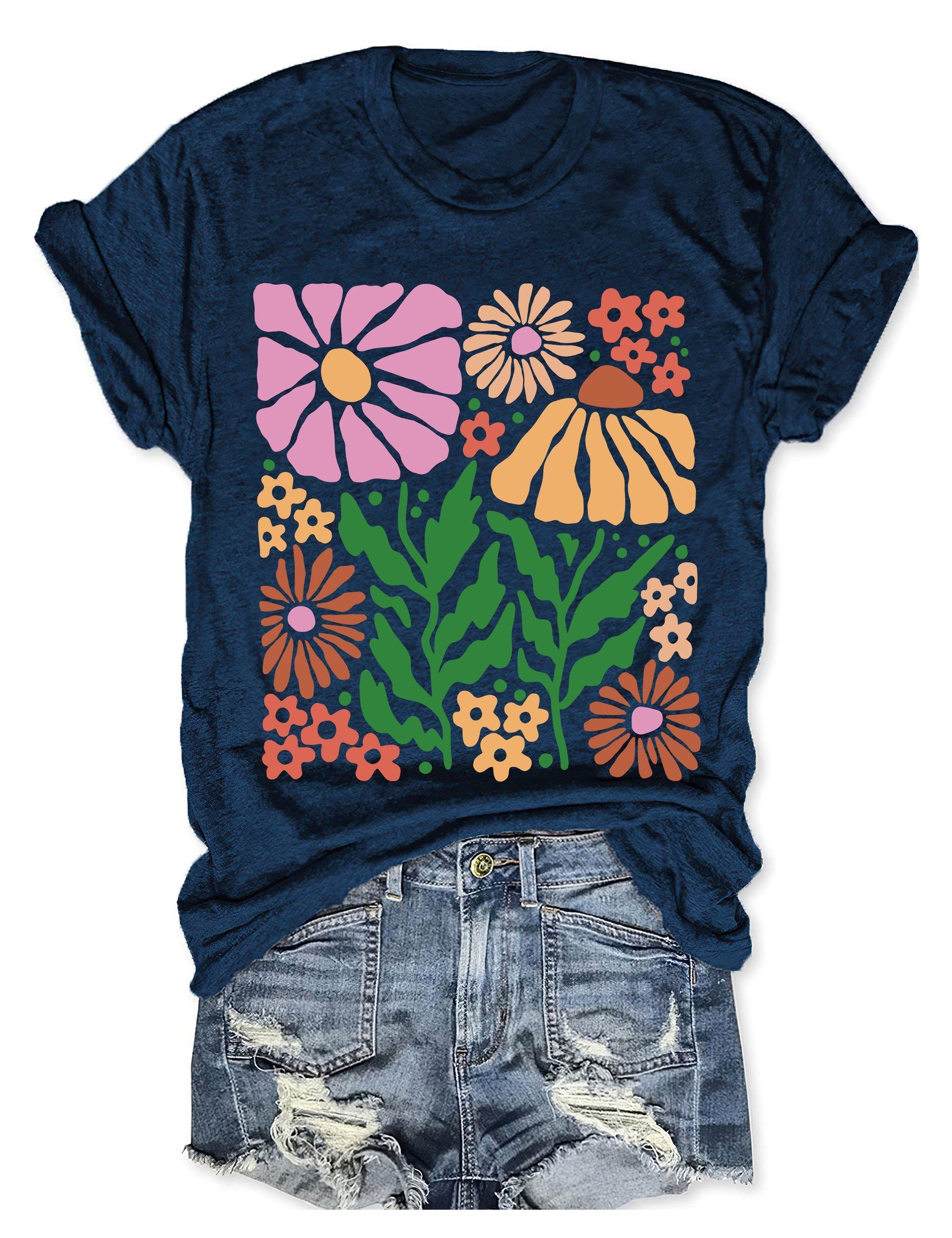T-shirt Fleurs rétro