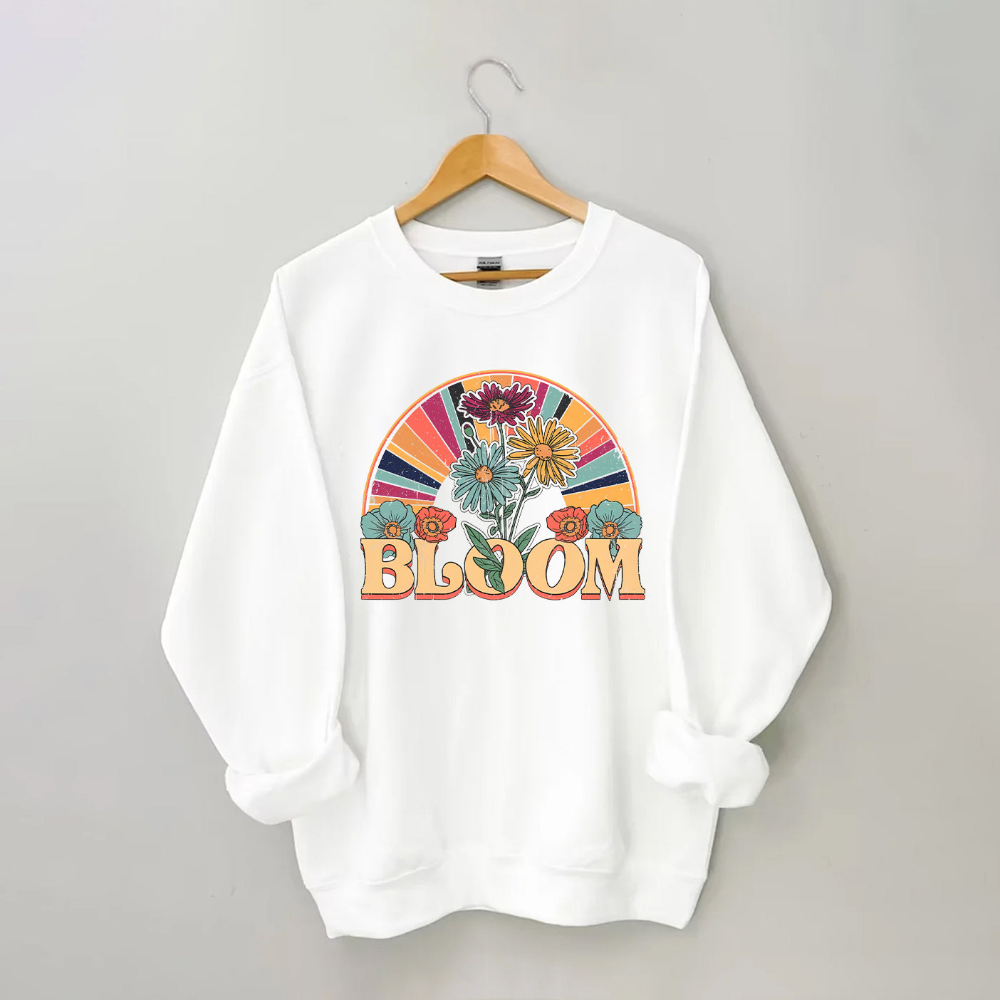 Sweat-shirt à fleurs sauvages rétro Bloom