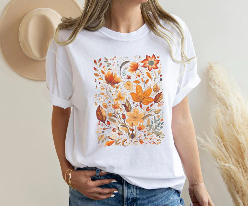 Chemise botanique rustique aquarelle florale nature