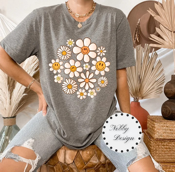 Daisy Floral Boho Rétro Esthétique Tshirt