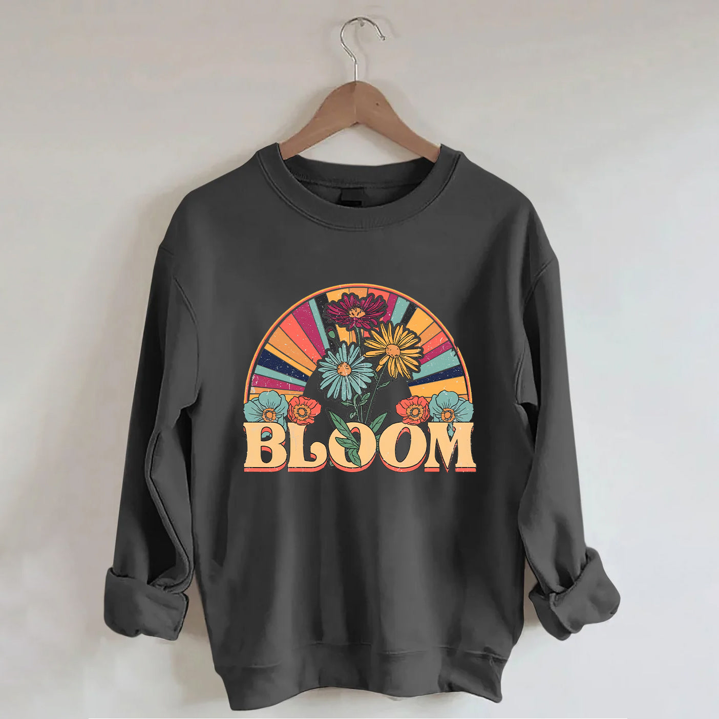 Sweat-shirt à fleurs sauvages rétro Bloom