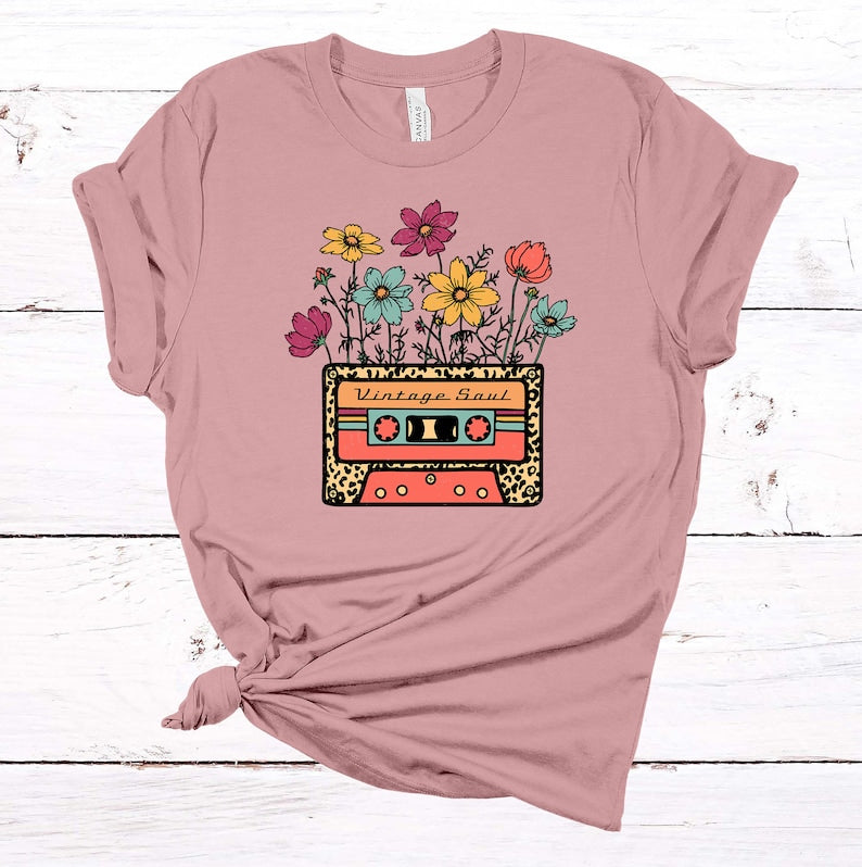 T-shirt Fleurs sauvages à cassette ancienne