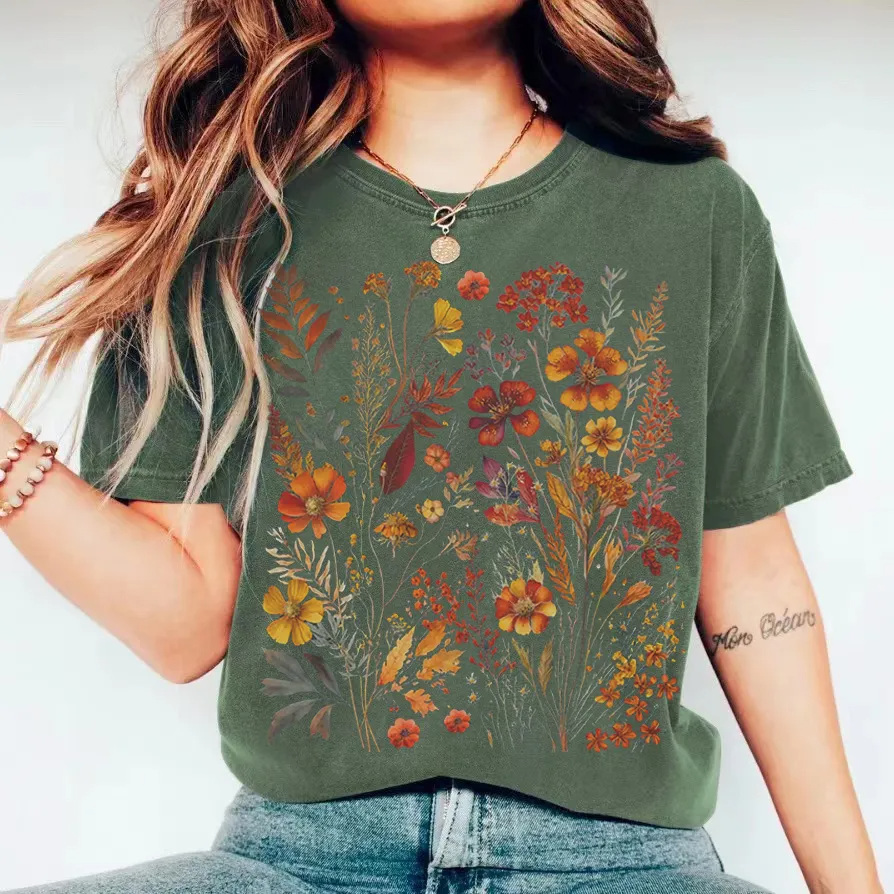 Vintages Wildblumen-Gartenliebhaber-T-Shirt