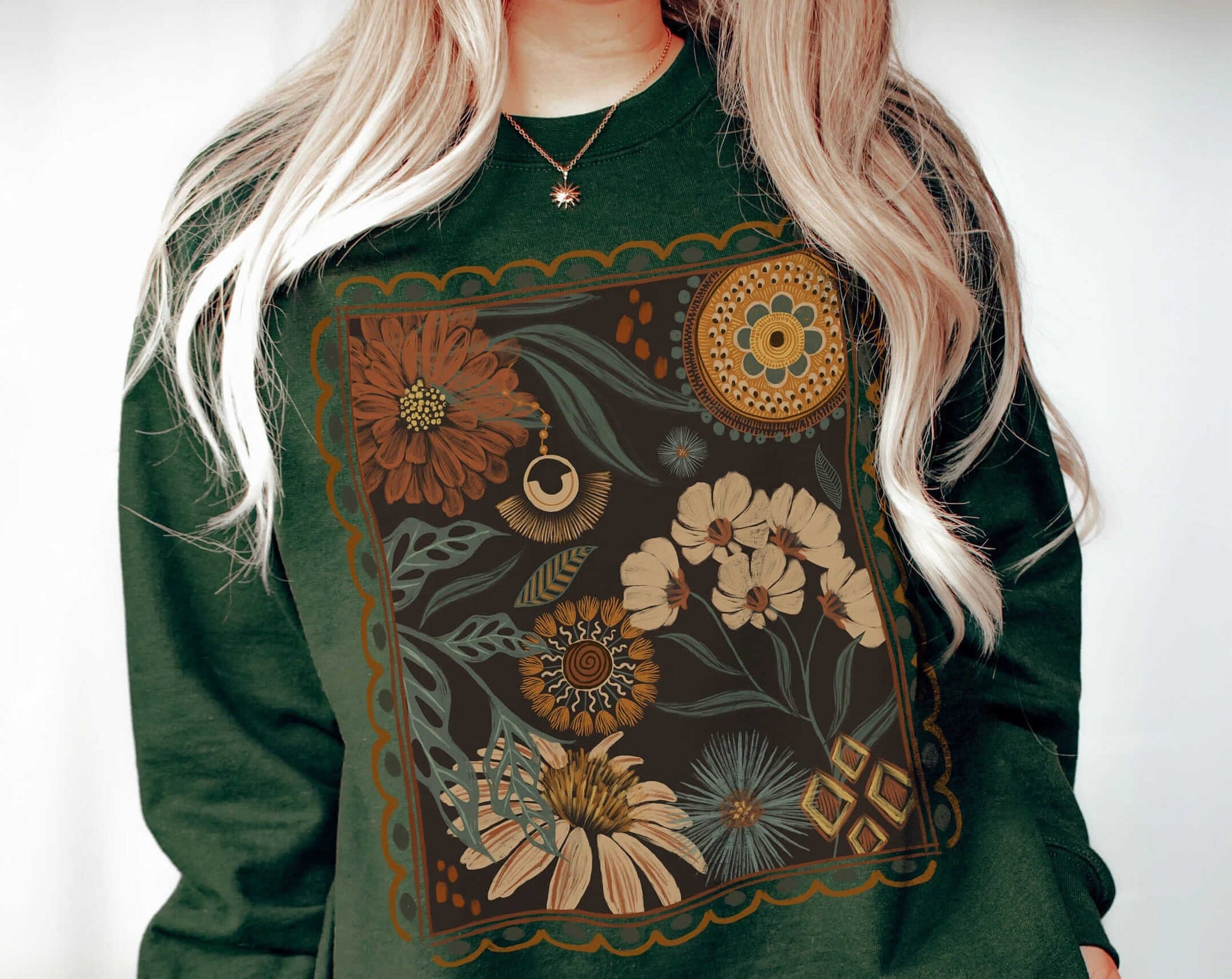 Herbstliches Wildblumen-Natur-Hippie-Botanical-Sweatshirt