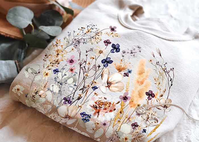 Vintage Wildblumen-Sweatshirt mit Rundhalsausschnitt