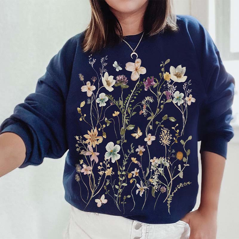 Sweat-shirt à fleurs pressées vintage