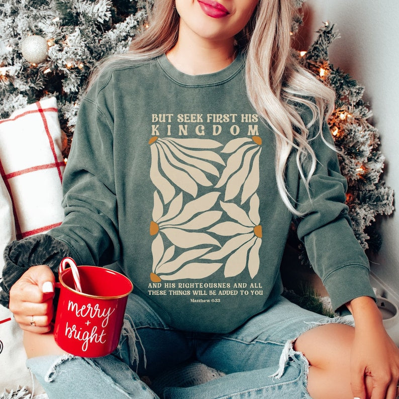 Retro Floral Faith Sweatshirt mit Rundhalsausschnitt