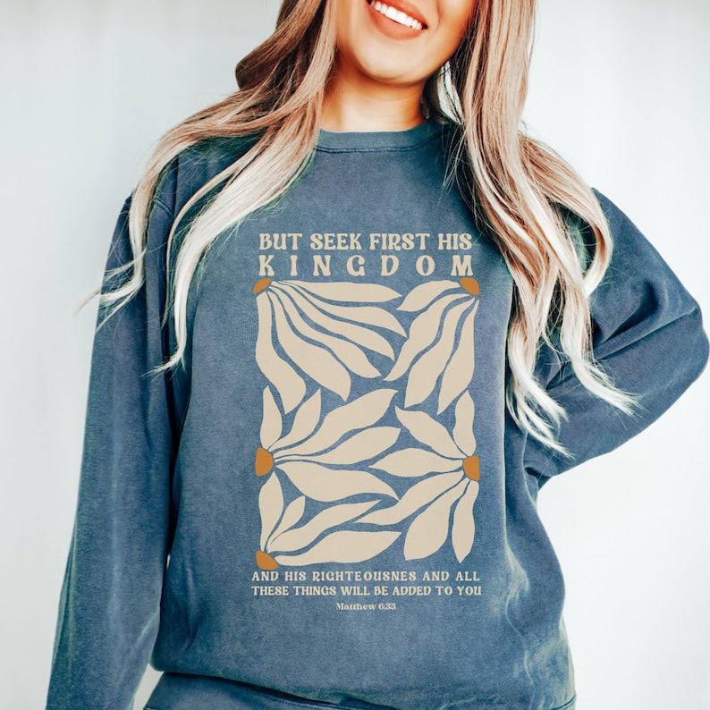 Retro Floral Faith Sweatshirt mit Rundhalsausschnitt