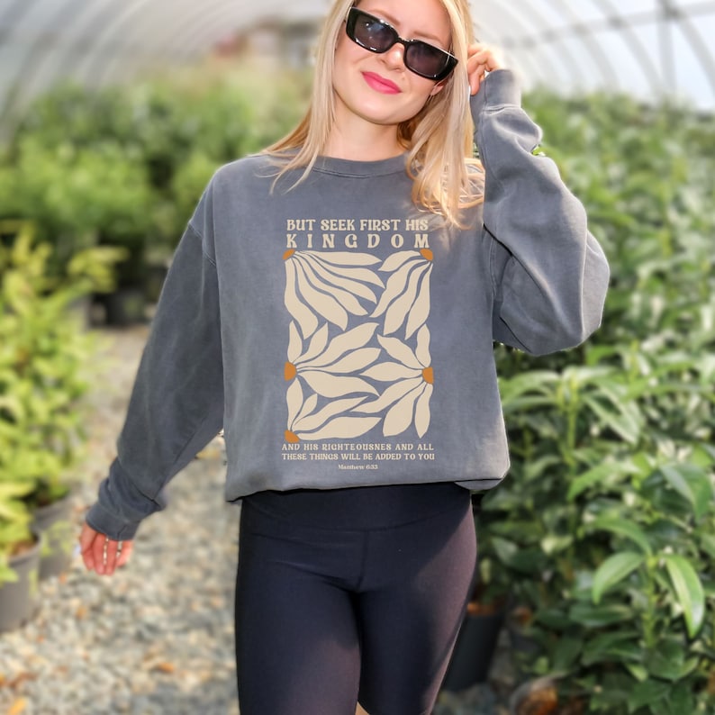 Retro Floral Faith Sweatshirt mit Rundhalsausschnitt
