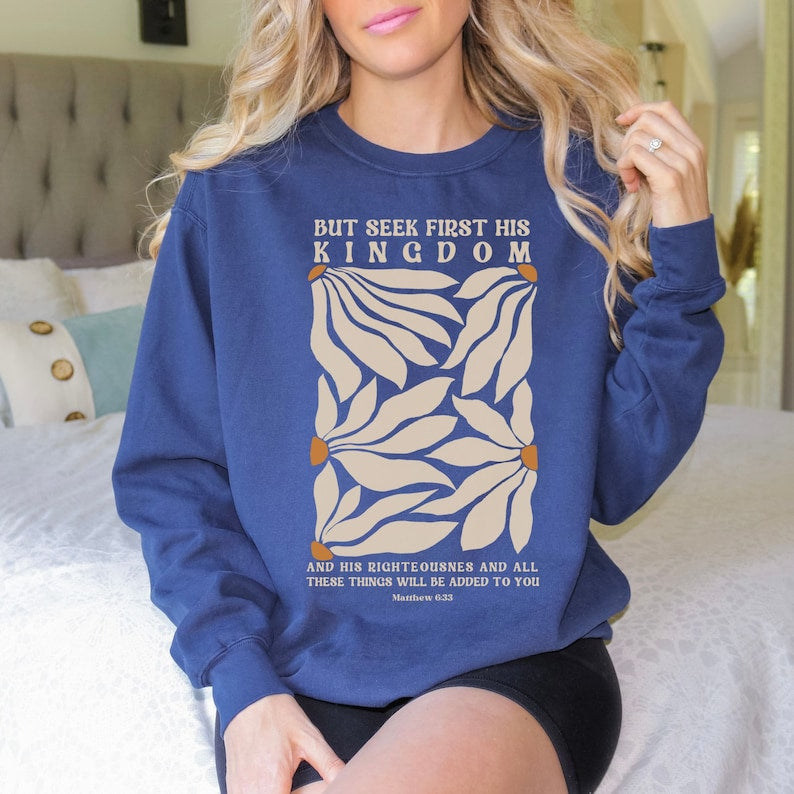 Retro Floral Faith Sweatshirt mit Rundhalsausschnitt