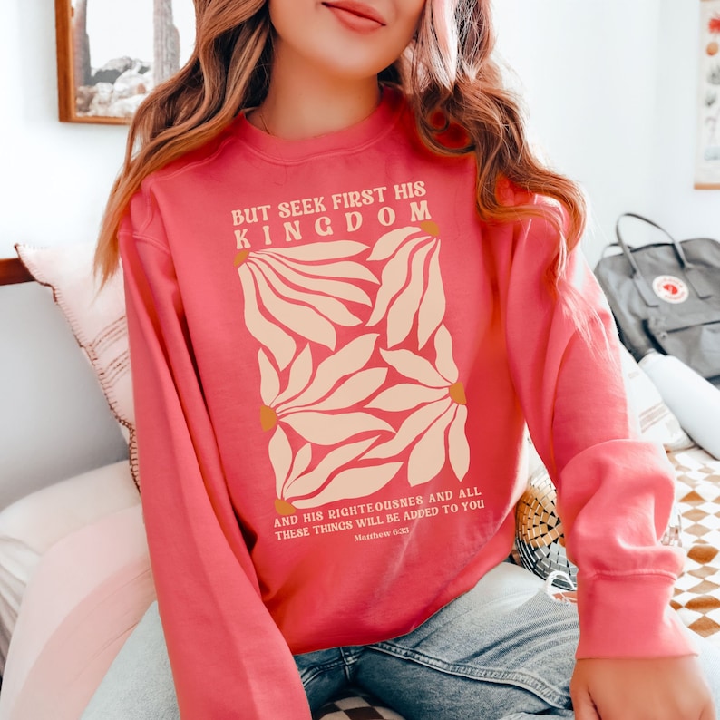 Retro Floral Faith Sweatshirt mit Rundhalsausschnitt