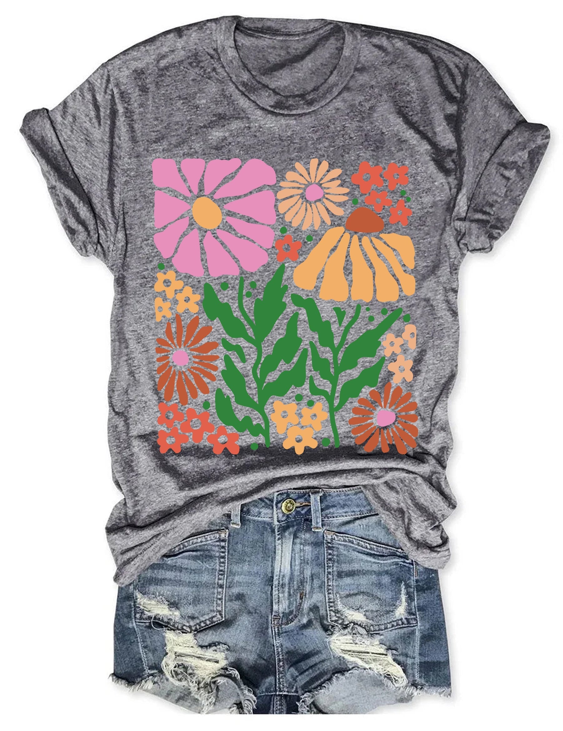 T-shirt Fleurs rétro