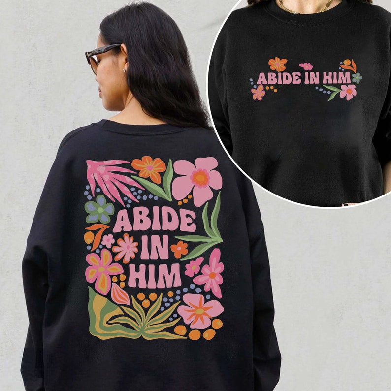 Abide in Him Sweat-shirt imprimé floral double face