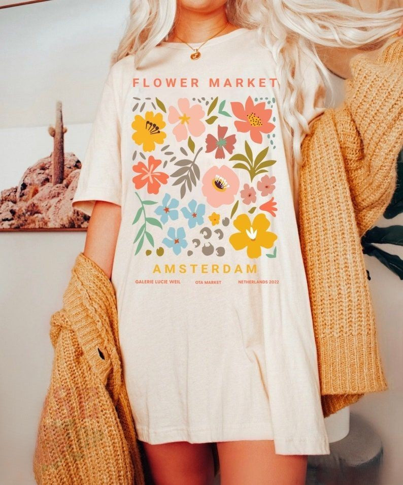 T-shirt à col rond fleurs sauvages