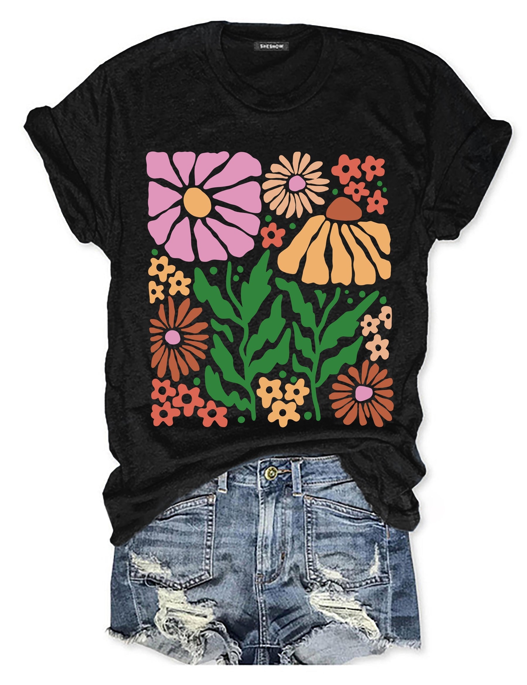 T-shirt Fleurs rétro