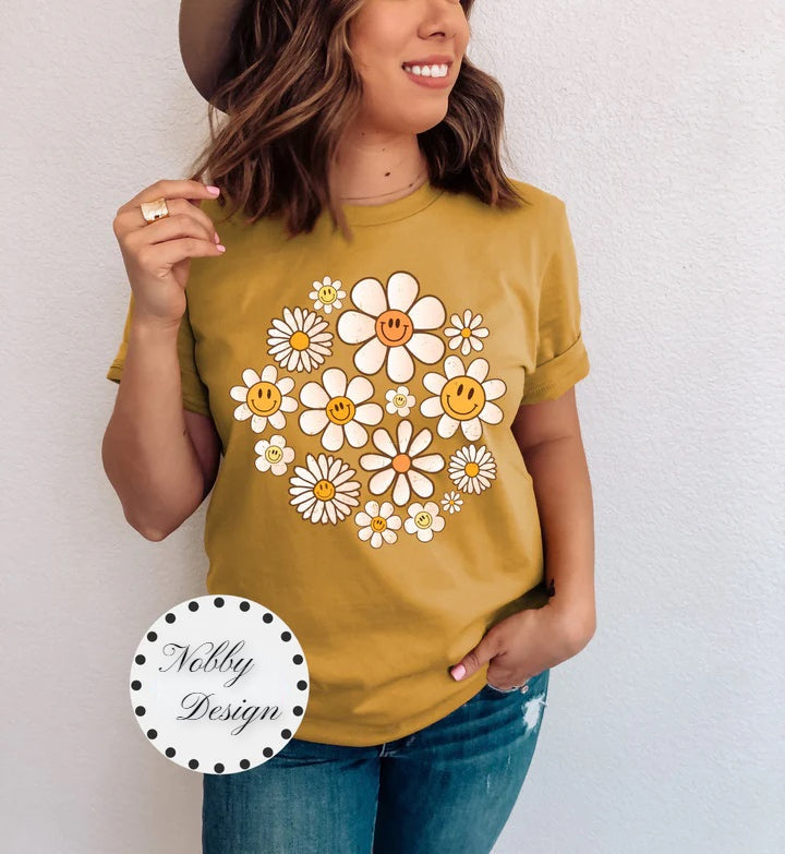 Daisy Floral Boho Rétro Esthétique Tshirt