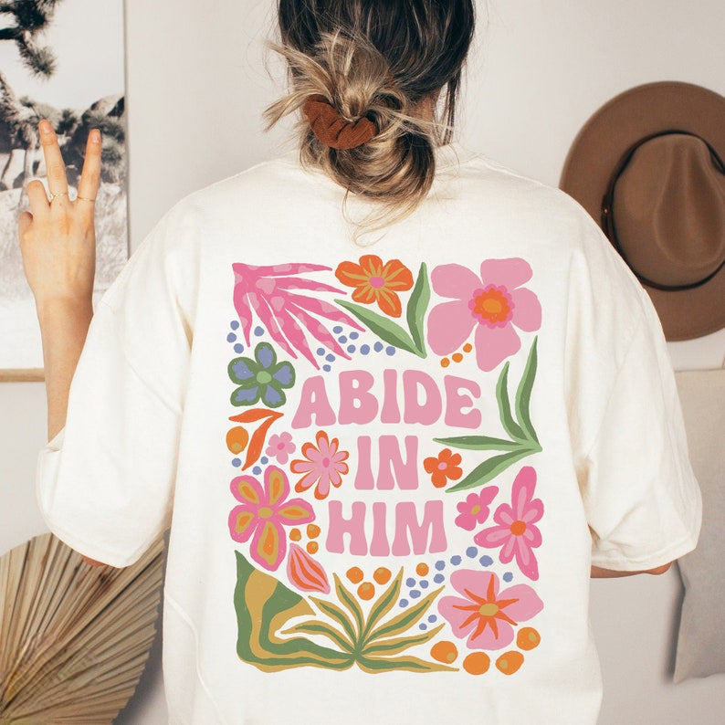 Abide in Him Sweat-shirt imprimé floral double face