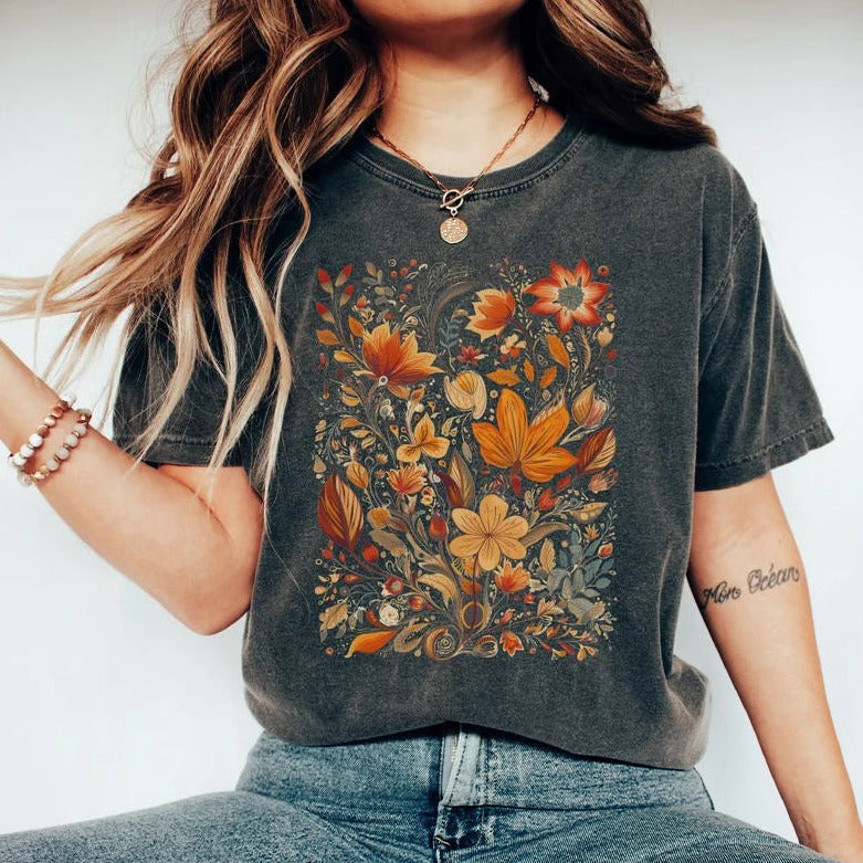 Chemise botanique rustique aquarelle florale nature