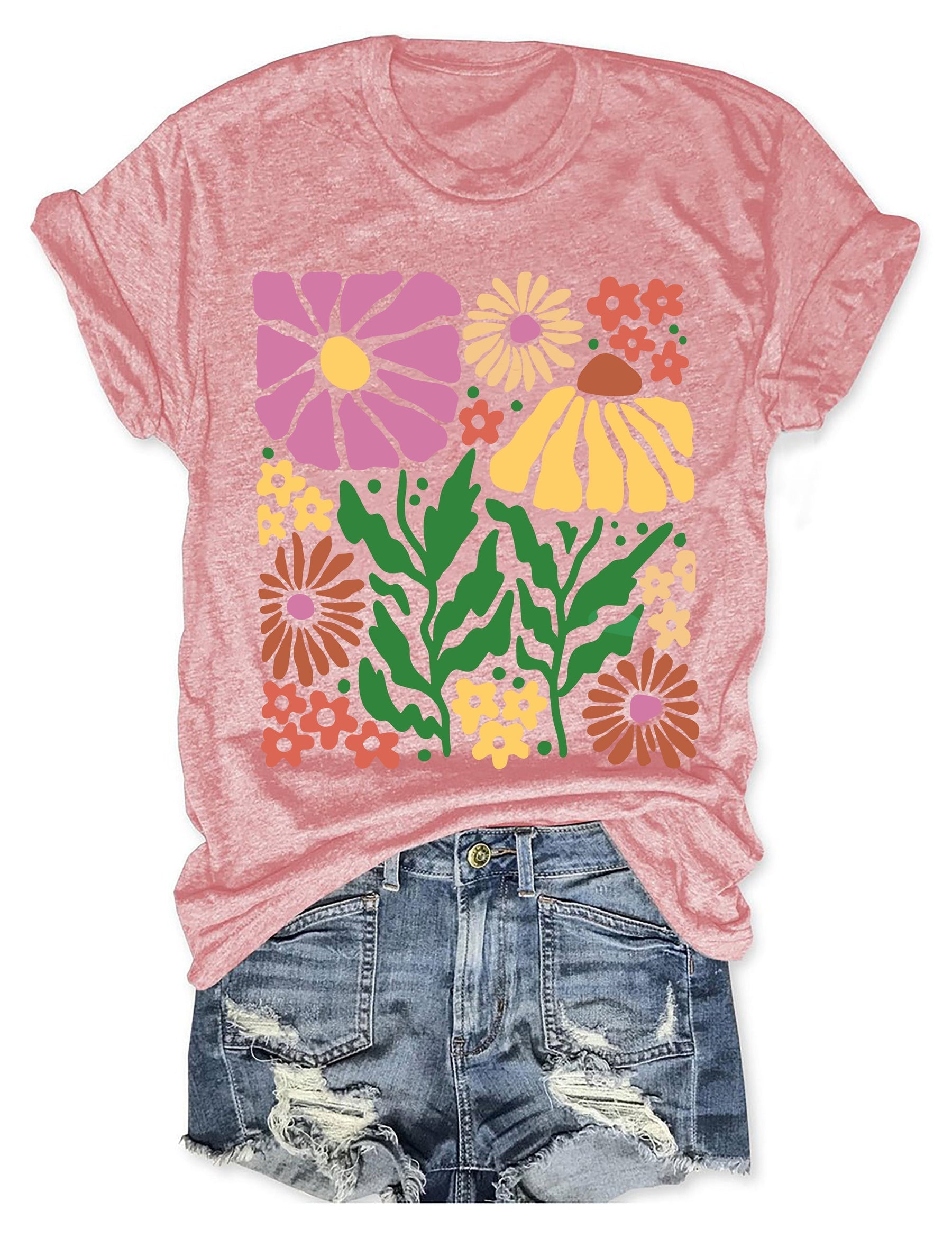 T-shirt Fleurs rétro