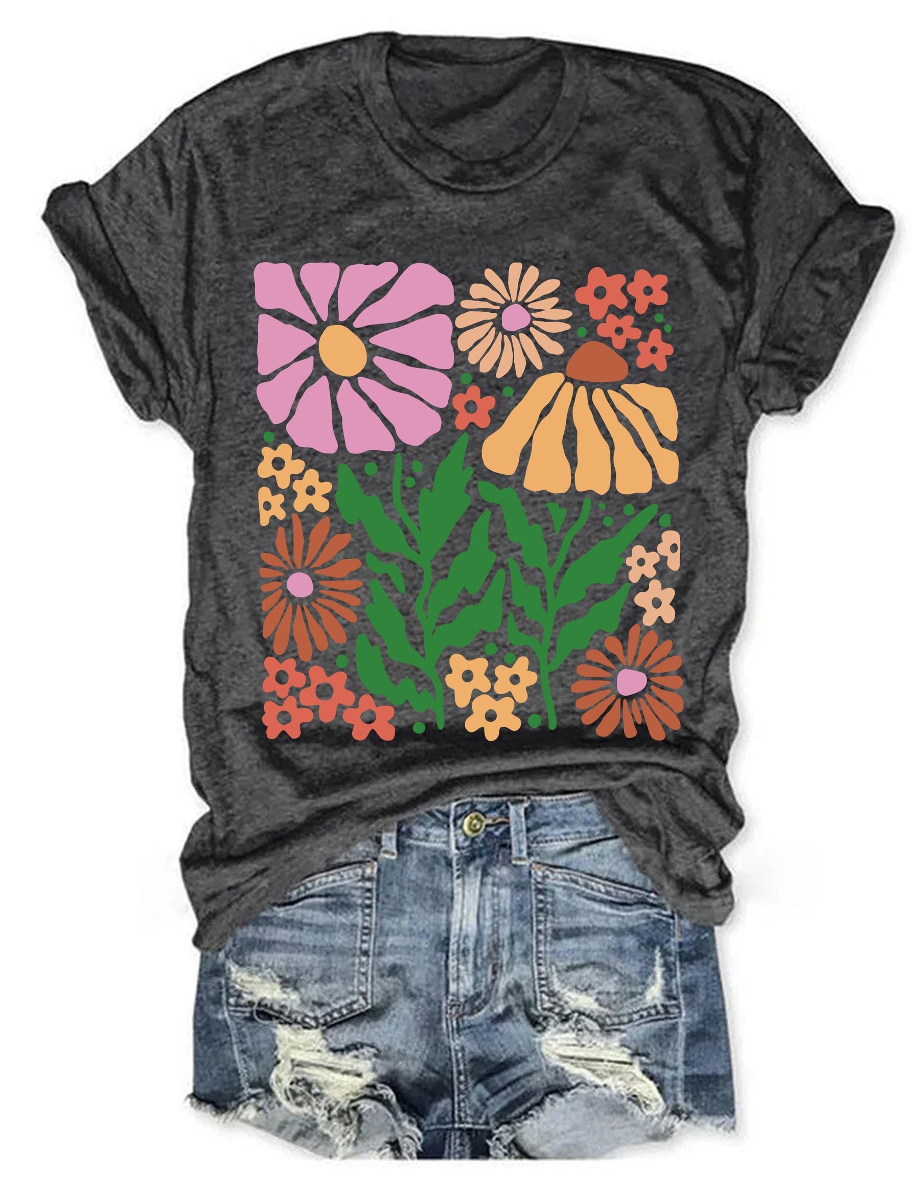 T-shirt Fleurs rétro