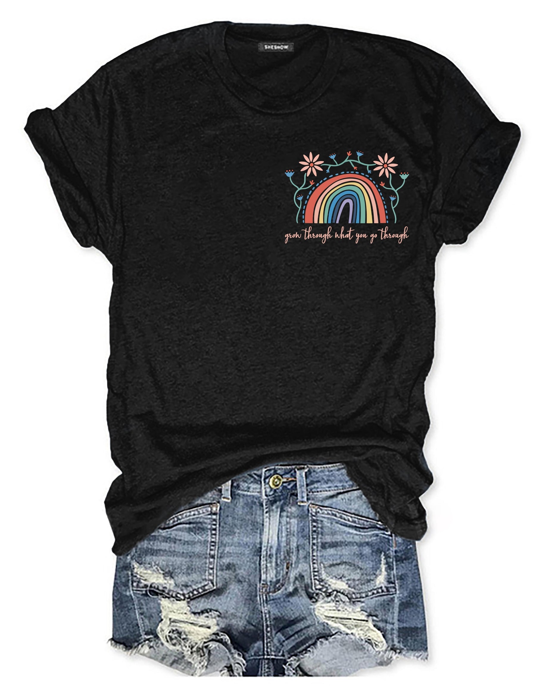 Wachsen Sie durch alles, was Sie durchmachen. T-Shirt mit Boho-Blumen