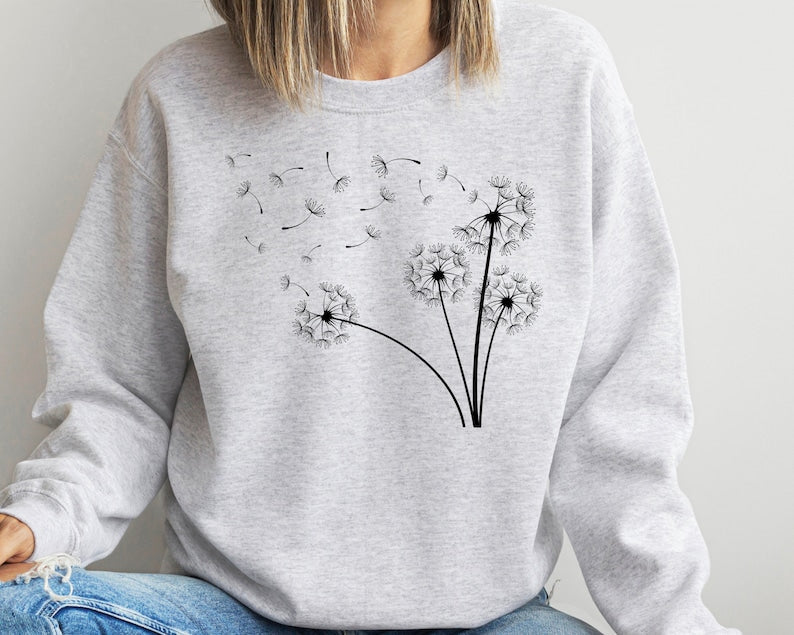 Dandelion Sweatshirt Boho Windflower Sweatshirt