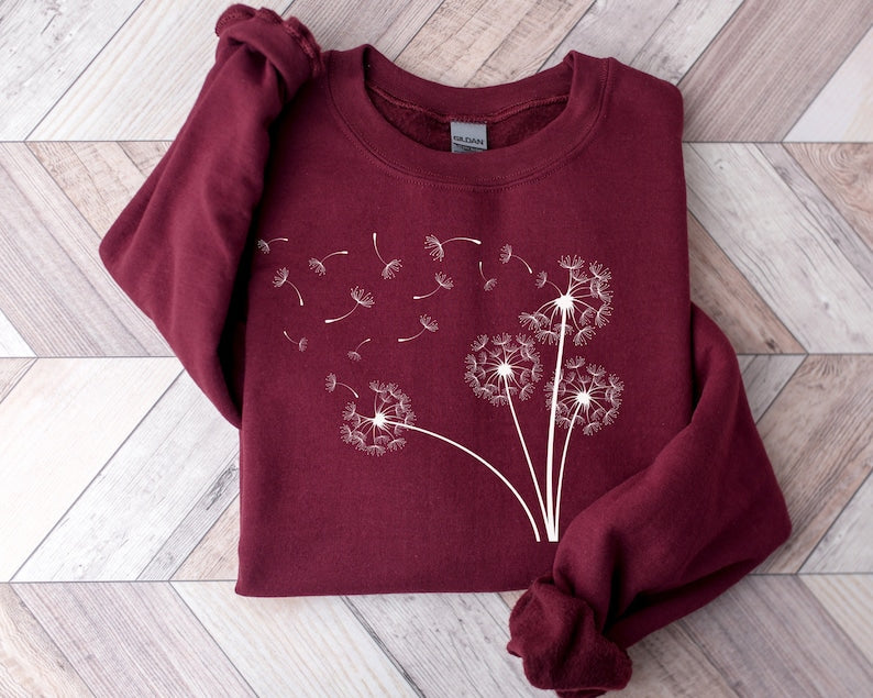 Dandelion Sweatshirt Boho Windflower Sweatshirt