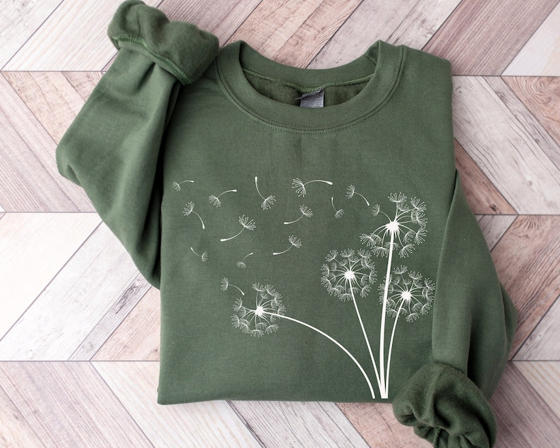 Dandelion Sweatshirt Boho Windflower Sweatshirt