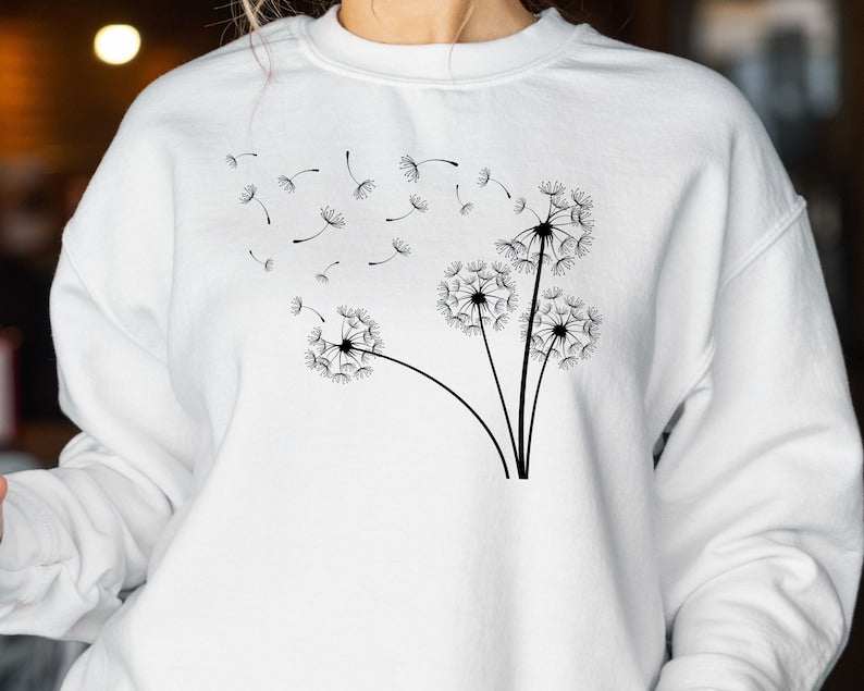 Dandelion Sweatshirt Boho Windflower Sweatshirt